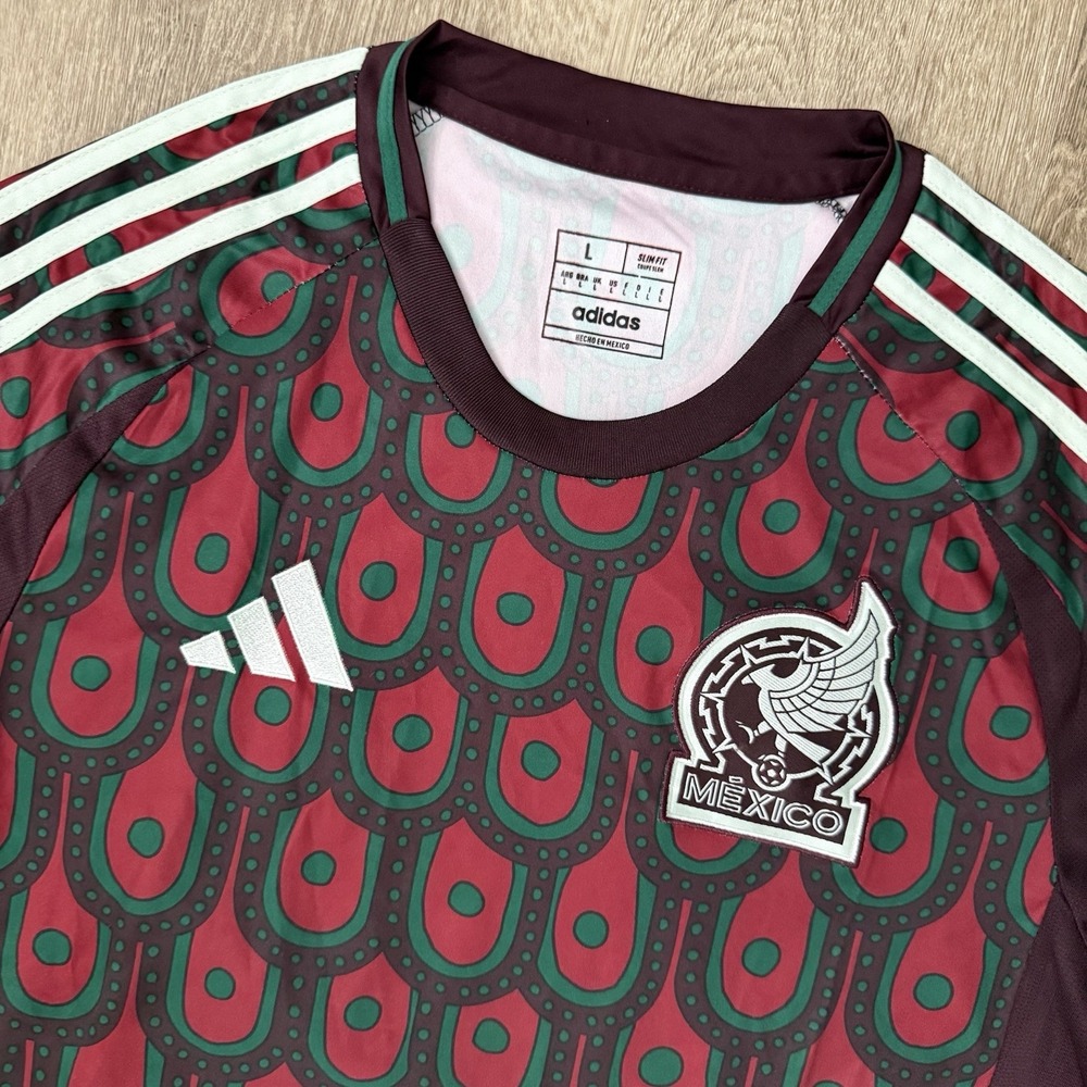 Adidas Mexico Home Jersey 2024 Soccer Red Jersey Men's L AeroReady Slim Fit